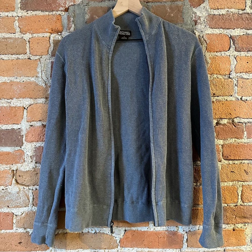 Mens Michael Kors Zip Up Sweater Small Gray
